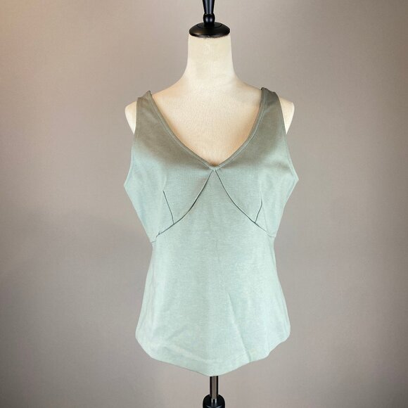 NWT Everlane The Dream V-Neck Tank Top Women's Size Large Green - Picture 1 of 13